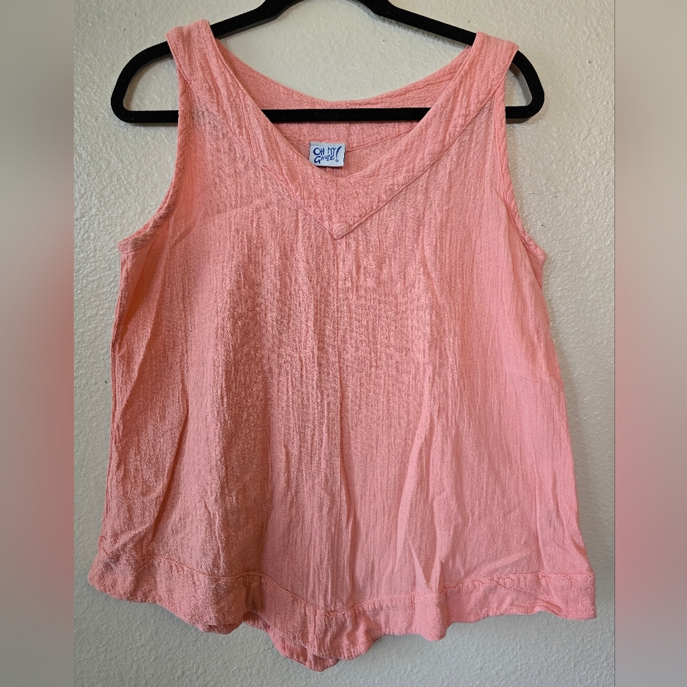 Oh My Gauze! Peach/Blush Sleeveless Tank Top